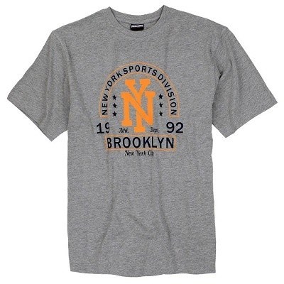 Pánské tričko ADAMO krátký rukáv BROOKLYN šedá potisk 4XL - 12XL