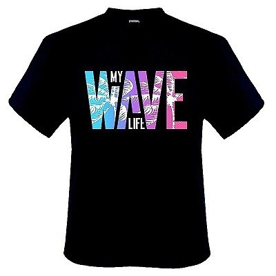 Pánské tričko ADAMO tmavě modré potisk WAVE krátký rukáv 4XL - 14XL