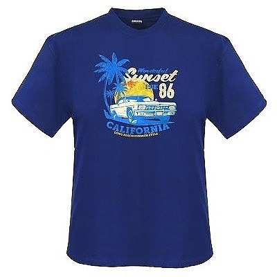 Pánské tričko ADAMO modré potisk SUNSET krátký rukáv 5XL - 12XL