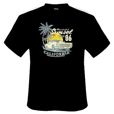 Pánské tričko ADAMO tmavě šedé potisk SUNSET krátký rukáv 4XL - 12XL