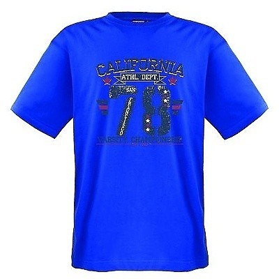 Pánské tričko ADAMO modré potisk CALIFORNIA 78 krátký rukáv 4XL - 12XL