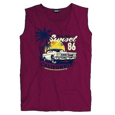 Pánské tílko bez rukávů ADAMO bordó potisk SUNSET 4XL - 12XL