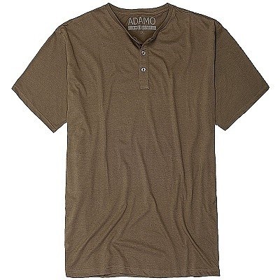 Pánské tričko ADAMO SILAS khaki na knoflíčky krátký rukáv 7XL - 10XL