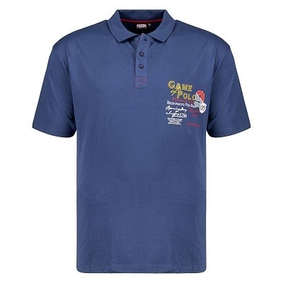 Pánská polokošile - tričko s límečkem modré Adamo s potiskem 6XL - 12XL krátký rukáv