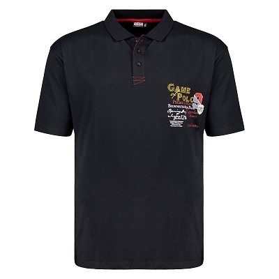 Pánská polokošile - tričko s límečkem černé Adamo s potiskem 6XL - 12XL krátký rukáv