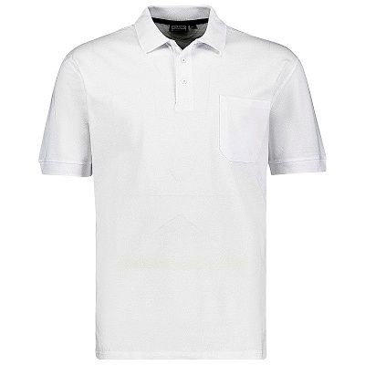 Pánská polokošile - tričko s límečkem bílé Adamo  7XL - 10XL krátký rukáv