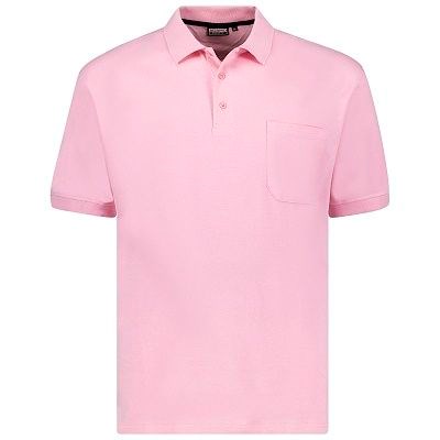 Pánská polokošile - tričko s límečkem růžové Adamo  6XL - 10XL krátký rukáv