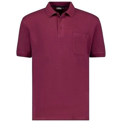 Pánská polokošile - tričko s límečkem vínové Adamo  5XL - 10XL krátký rukáv