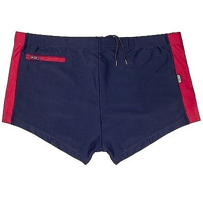 Pánské plavky tmavě modré s červeným pruhem krátká nohavička 4XL - 8XL