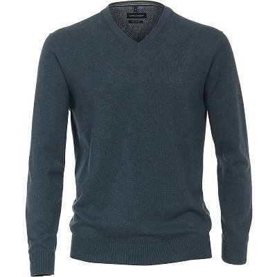 Pánský svetr CASA MODA MODRO-ŠEDÝ výstřih do  V     6XL