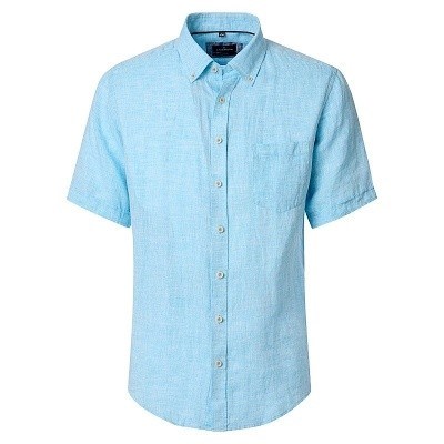 Pánská košile Casa Moda lněná Casual 126130671 světle modrá krátký rukáv vel. 3XL - 7XL ( 48 - 56 )