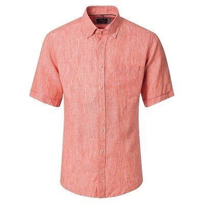 Pánská košile Casa Moda lněná Casual 126130671 světle oranžová krátký rukáv vel. 3XL - 7XL ( 48 - 56 )