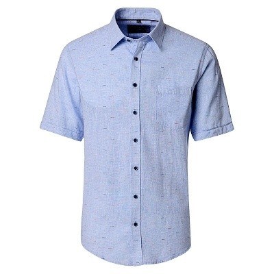 Pánská košile Casa Moda lněná Casual 126130741 světle modrá krátký rukáv vel. 3XL - 7XL ( 48 - 56 )