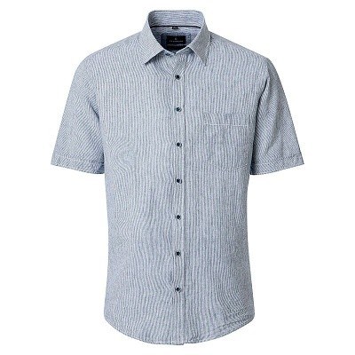 Pánská košile Casa Moda lněná Casual 126130781 světle modrá krátký rukáv vel. 3XL - 7XL ( 48 - 56 )