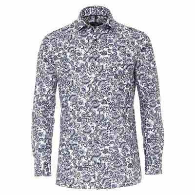 Pánská košile Casa Moda Comfort Fit módní tisk modrá dlouhý rukáv vel. 48 - 56 (3XL - 7XL)