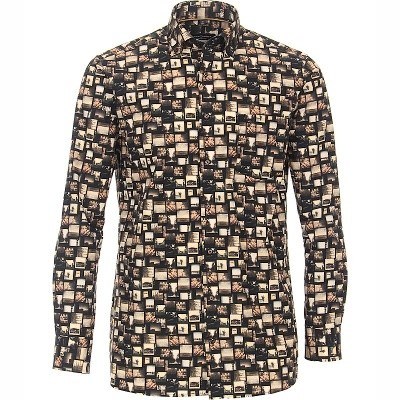 Pánská košile Casa Moda Comfort Fit obrázková dlouhý rukáv vel. 48 - 56 (4XL - 7XL)