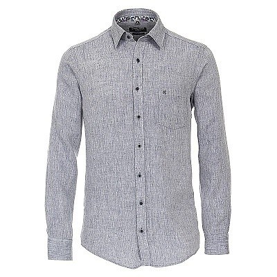Pánská košile Casa Moda Comfort Fit lněná tmavě modrá vel. 3XL - 7XL (48 - 56)