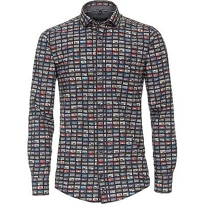 Pánská košile Casa Moda Comfort Fit popelínová auta dlouhý rukáv vel. 3XL - 8XL (48 - 58)