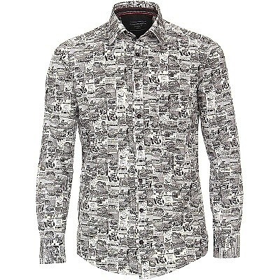 Pánská košile Casa Moda RACING Kent Casual Fit modní tisk GP MONACO dlouhý rukáv vel. 3XL - 7XL (48 - 56)