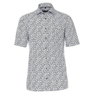 Pánská košile Casa Moda Comfort Fit modrá módní tisk krátký rukáv vel. 48 - 56 (3XL - 7XL)