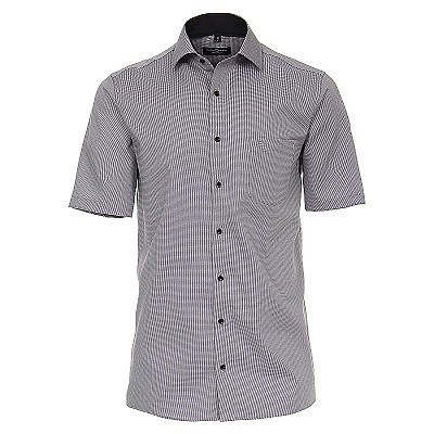 Pánská košile Casa Moda Comfort Fit antracit se strukturou krátký rukáv vel. 48 - 56 (3XL - 7XL)