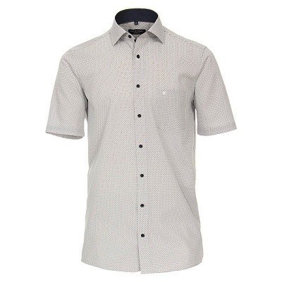Pánská košile Casa Moda Comfort Fit modní tisk béžová krátký rukáv vel. 48 - 56 (3XL - 7XL)