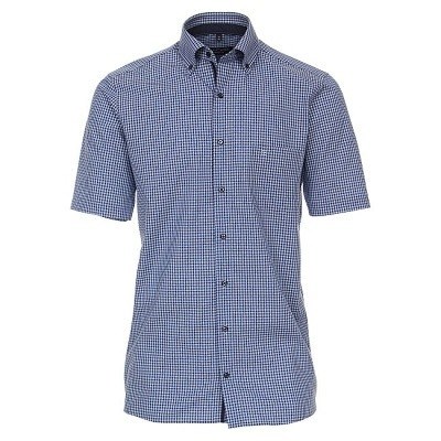 Pánská košile Casa Moda Comfort Fit popelínová modrá kostiička krátký rukáv vel. 48 - 56 (3XL - 7XL)