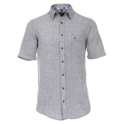 Pánská košile Casa Moda Comfort Fit lněná modrá krátký rukáv vel. 3XL - 7XL (48 - 56)