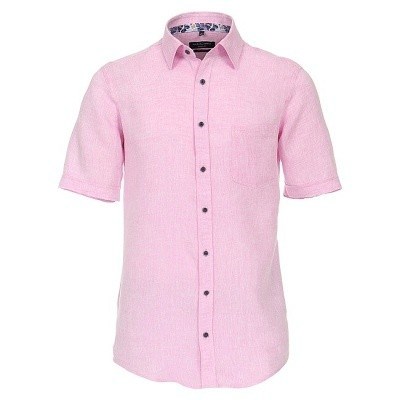 Pánská košile Casa Moda Comfort Fit lněná červená krátký rukáv vel. 3XL - 7XL (48 - 56)