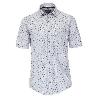 Pánská košile Casa Moda Comfort Fit lněná modní tisk palmy modrá krátký rukáv vel. 3XL - 7XL (48 - 56)