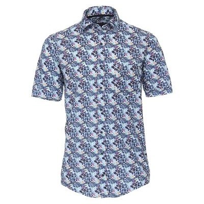 Pánská košile Casa Moda Comfort Fit lněná květy krátký rukáv vel. 3XL - 7XL (48 - 56)