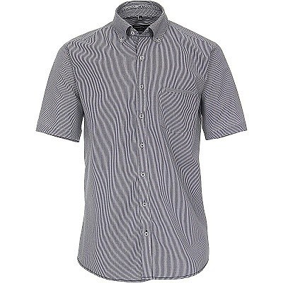 Pánská košile Casa Moda Comfort Fit popelínová modrá proužek krátký rukáv  vel. 2XL - 8XL (46 - 58)