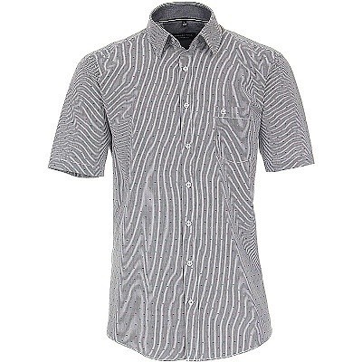 Pánská košile Casa Moda Comfort Fit popelínová modrá proužek krátký rukáv  vel. 2XL - 8XL (46 - 58)
