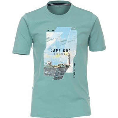 Pánské tričko Casa Moda zelené potisk CAPE COD  4XL - 6XL krátký rukáv