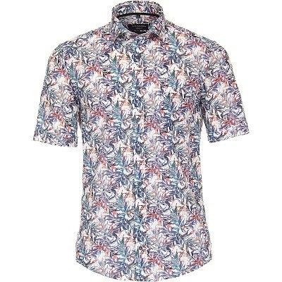 Pánská košile Casa Modabarevný  potisk lněná krátký rukáv vel. 3XL- 7XL (48 - 56)