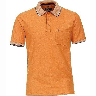 Pánská  polokošile -  tričko s límečkem oranžové Casa Moda 4XL - 6XL krátký rukáv