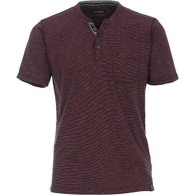 Pánské tričko Casa Moda 3XL - 6XLvínové žíhané na knoflíčky krátký rukáv