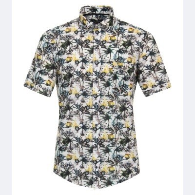 Pánská košile Casa Moda lněná Casual potisk krátký rukáv vel. 3XL - 7XL (48 - 56)
