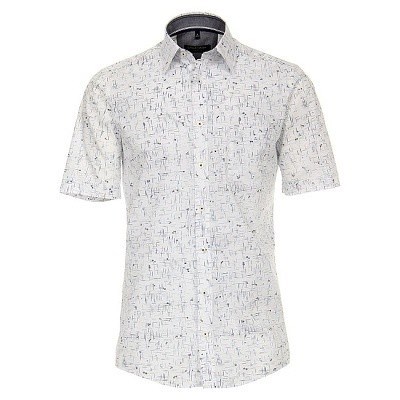 Pánská košile Casa Moda Comfort Fit modrý módní tisk krátký rukáv vel. 49 - 56 (4XL - 7XL)