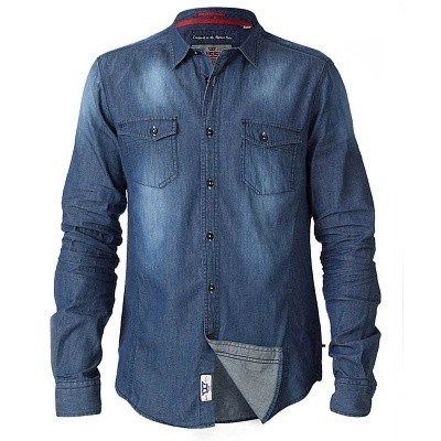 Pánská košile JEANS KS11311 dlouhý rukáv modrá s batikou 7XL - 8XL 