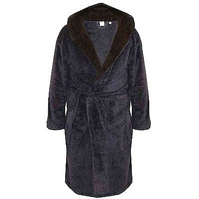 Pánský župan tmavě modrý s kapucí a černým lemováním 4XL - 8XL