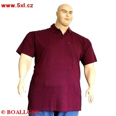 Pánská polokošile Kamro 16179/530 bordó krátký rukáv 8XL - 10XL