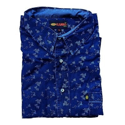 Pánská košile Kamro tmavě modrá s potiskem vel. 7XL - 10XL krátký rukáv 16193/236