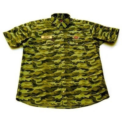 Pánská košile Kamro maskáčová zelená vel. 5XL - 9XL krátký rukáv  16205/227