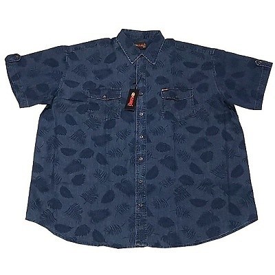 Pánská tenká riflová košile JEANS s potiskem Kamro 16280/305 modrá vel. 5XL - 12XL krátký rukáv