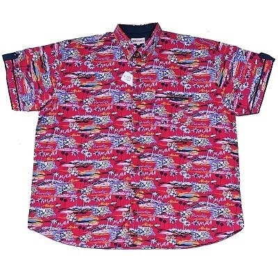Pánská košile Kamro červená s palmami krátký rukáv 7XL - 12XL
