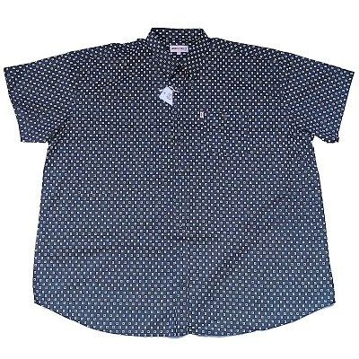 Pánská košile Kamro černá s potiskem krátký rukáv 7XL - 12XL