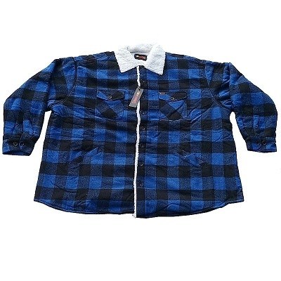 Pánská košile - bunda modro-černá s kožíškem 7XL - 10XL
