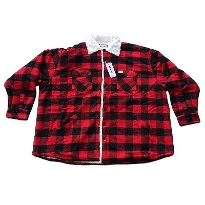 Pánská košile - bunda červeno-černá s kožíškem 7XL - 10XL