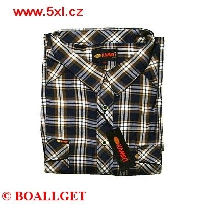 Pánská košile Kamro hnědo - modro - bílé káro 23537/269 dlouhý rukáv  4XL - 12XL